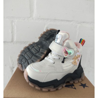 Зимові термо чобітки для дівчаток в молочному кольорі Арт: A401-370